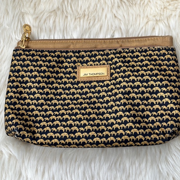 JIM THOMPSON Cosmetic Bag w/ Mirror Elephant Zippered Pouch + paper shopping bag - Picture 2 of 15